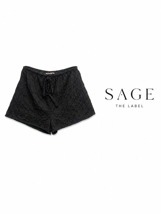 Sage Pants - SAGE The Label Black Eyelet Embroidered Drawstring Shorts – XS